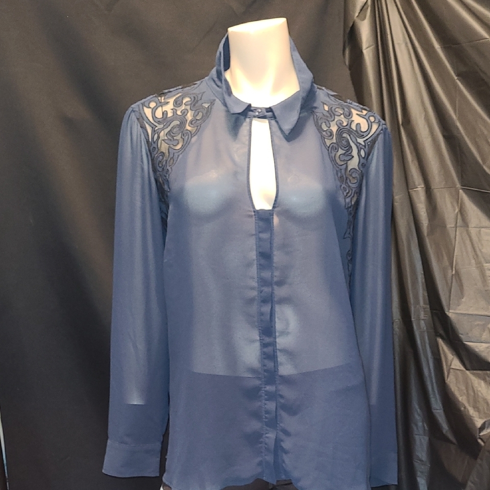 GUESS Elegant Blue Sheer Women's Top